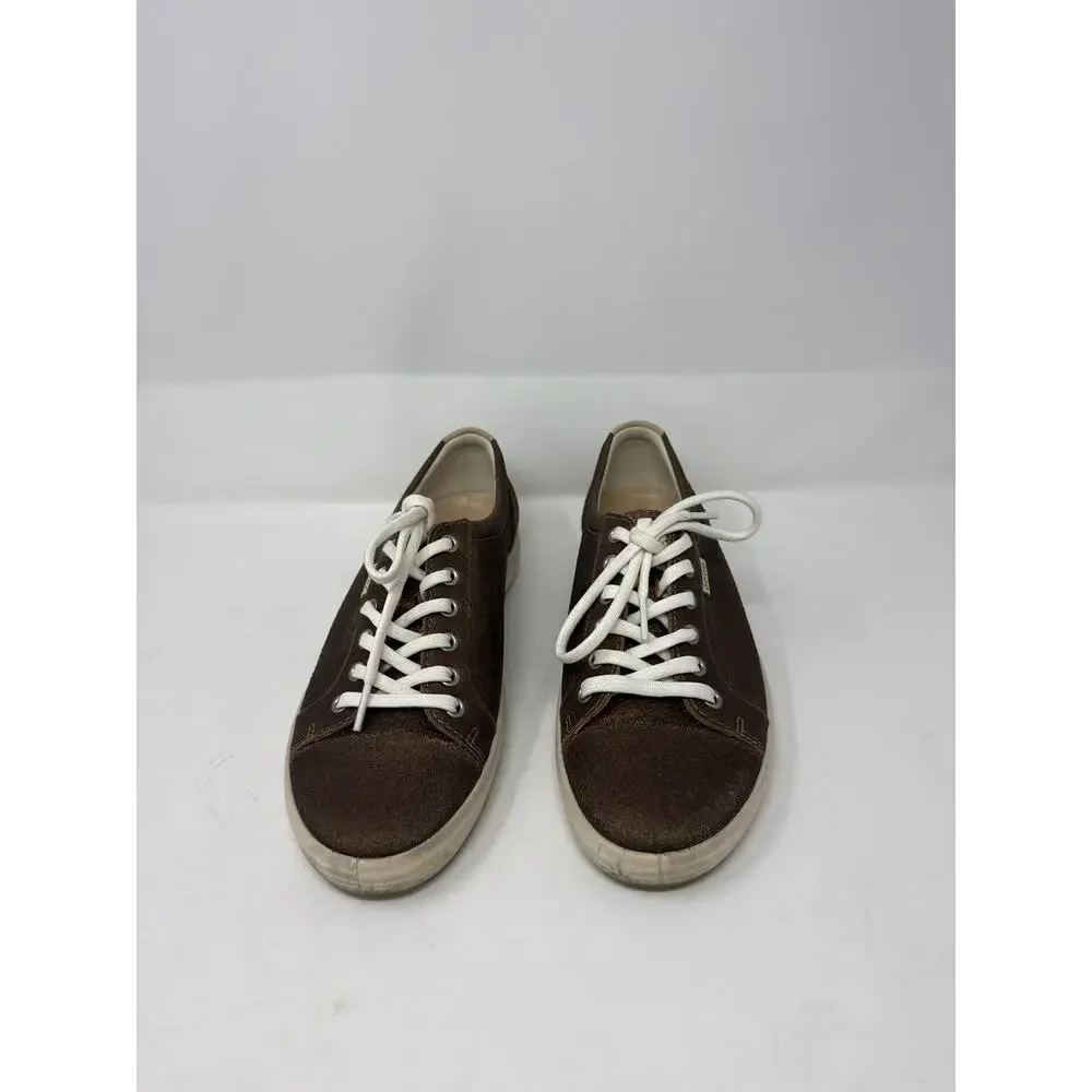ECCO Leather Sneaker Size 9 Dark Gold Sparkle  (A4)